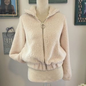 Derek Heart Fuzzy Zip Front Hoodie Size Small